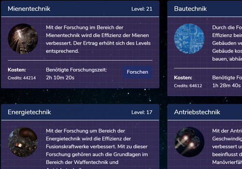 GalaxyExpanse Forschungen